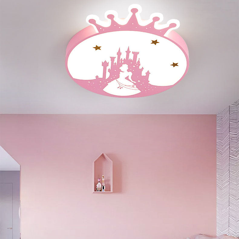 Lumendat Nordic Creative Simple Wrought Iron Cartoon Crown LED Flush Mount Ceiling Light Lumendat