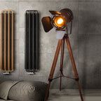 Industrial Vintage Solid Wood Iron Photographer Tripod 1-Light Standing Floor Lamp Lumendat