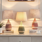 Nordic Vertical Pattern Ceramic Fabric 1-Light Table Lamp Lumendat