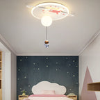 Lumendat Contemporary Creative Iron Acrylic Rocket Astronaut LED Kids Flush Mount Ceiling Light For Bedroom Lumendat