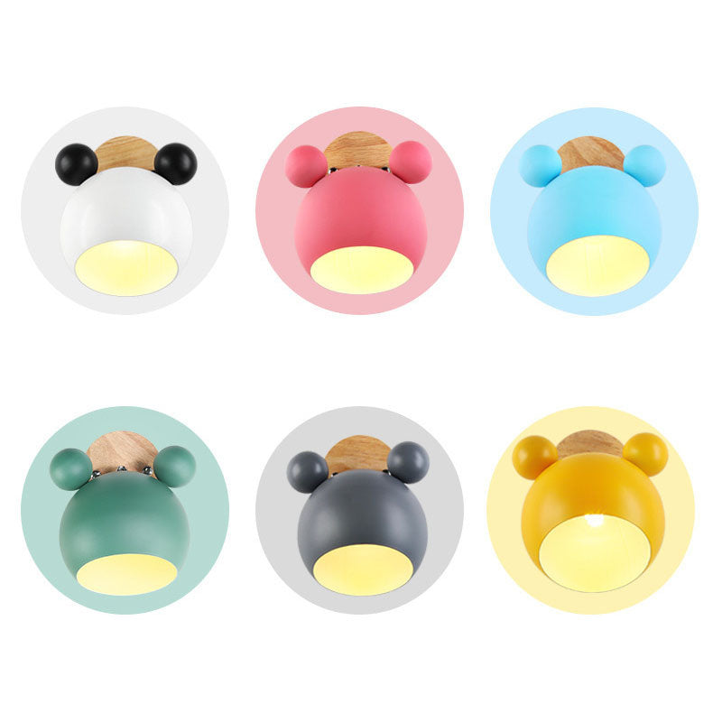 Lumendat Nordic Cartoon Bear Dome 1-Light Kids Wall Sconce Lamp Lumendat
