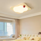 Lumendat Contemporary Creative Kids Ruffled Egg Shaped Square Iron PE LED Flush Mount Ceiling Light For Bedroom Lumendat