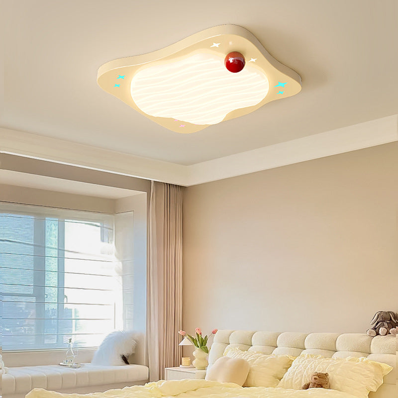 Lumendat Contemporary Creative Kids Ruffled Egg Shaped Square Iron PE LED Flush Mount Ceiling Light For Bedroom Lumendat