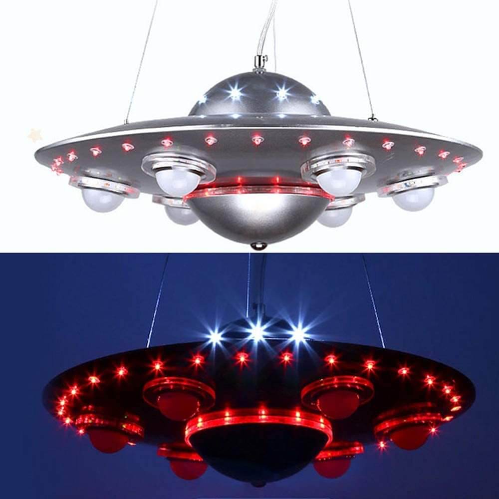 Lumendat Contemporary Creative Kids Spaceship Iron Glass LED Chandelier For Bedroom Lumendat
