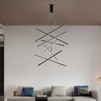 Nordic Light Luxury Iron Aluminum Geometric Line Combination LED Chandelier Lumendat