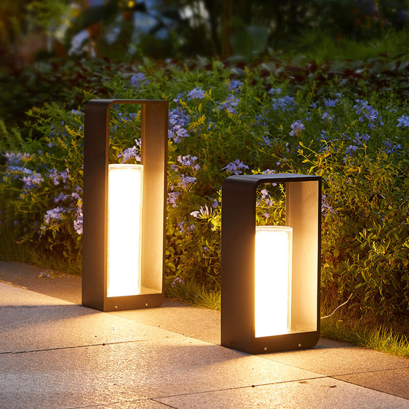 Modern Minimalist Square Frame Stainless Steel Acrylic LED Waterproof Lawn Landscape Light For Outdoor Patio Lumendat