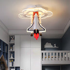 Contemporary Creative Iron Cartoon Aerospace Rocket Acrylic LED Kids Flush Mount Ceiling Light for Living Room