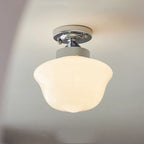 Contemporary Simplicity Iron Glass Egg Tart Shape 1-Light Semi-Flush Mount Ceiling Light For Living Room