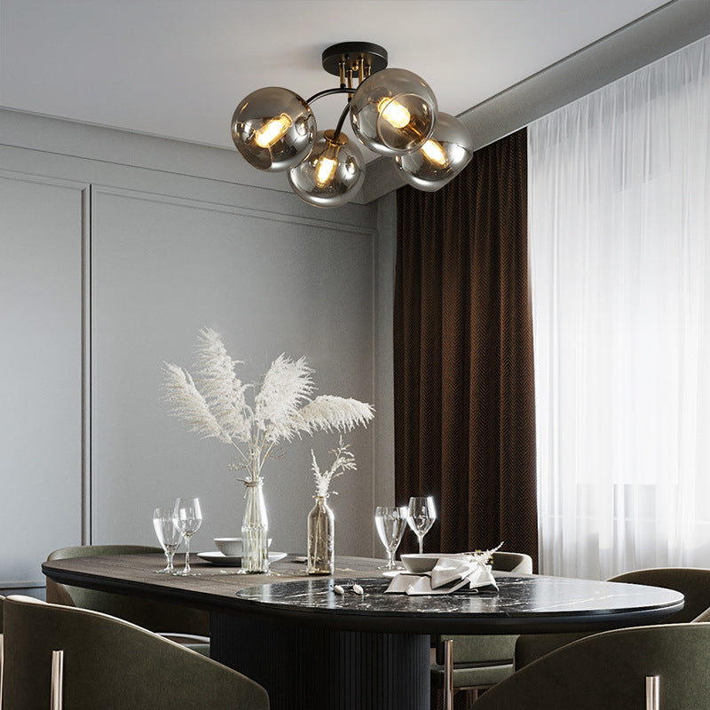 Modern Light Luxury Glass Magic Bean Round 4/6/8 Light Semi-Flush Mount Ceiling Light Lumendat
