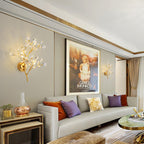 Modern Luxury Crystal Floral Branch Iron 3-Light Wall Sconce Lamp For Living Room