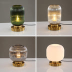 Nordic Striped Glass Oval Design 1-Light Table Lamp Lumendat