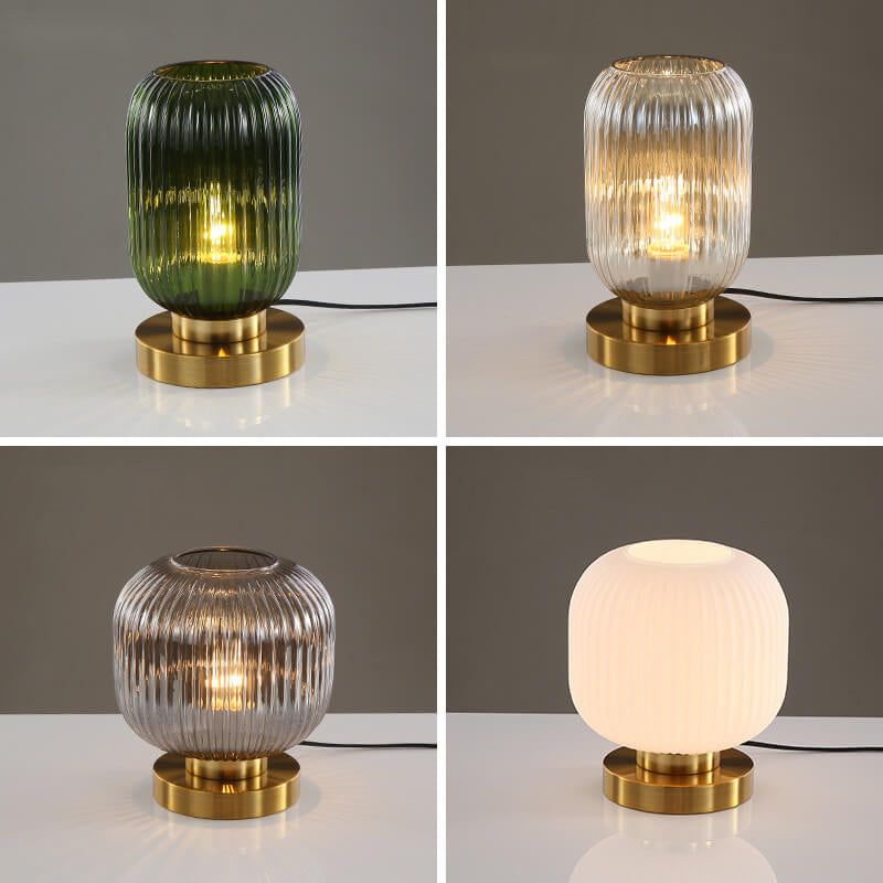 Nordic Striped Glass Oval Design 1-Light Table Lamp Lumendat