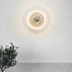 Modern Art Deco Wave Pattern Round Glass 1-Light Wall Sconce Lamp For Bedroom Lumendat