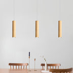 Modern Minimalist Rubberwood Cylinder Spotlight LED Pendant Light for Bedroom BulbSquare