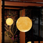 Contemporary Nordic Solar Waterproof Pe Resin Round Moon LED Pendant Light for Outdoor Patio Lumendat