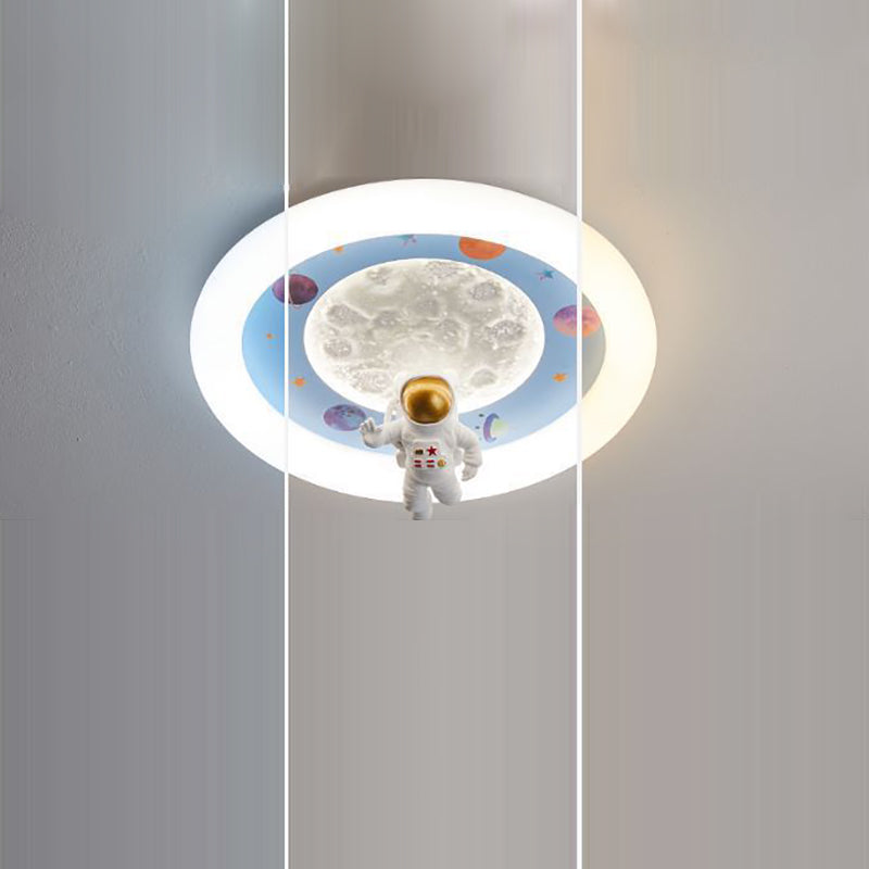 Lumendat Modern Art Deco Kids Iron Resin Acrylic Round Moon Astronaut LED Flush Mount Ceiling Light For Bedroom Lumendat