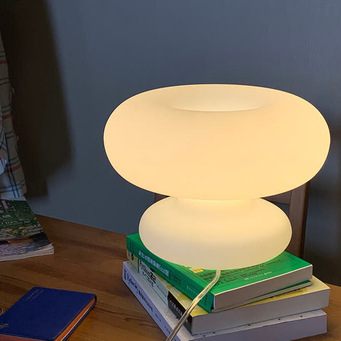 Danish Milk White Mushroom 1-Light Table Lamp Lumendat