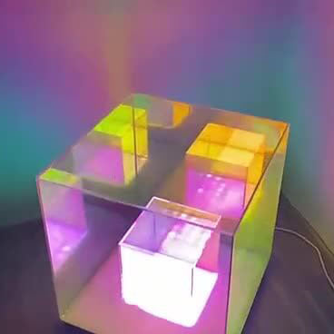 Modern Acrylic RGB Line Rubik's Cube LED Table Lamp Lumendat
