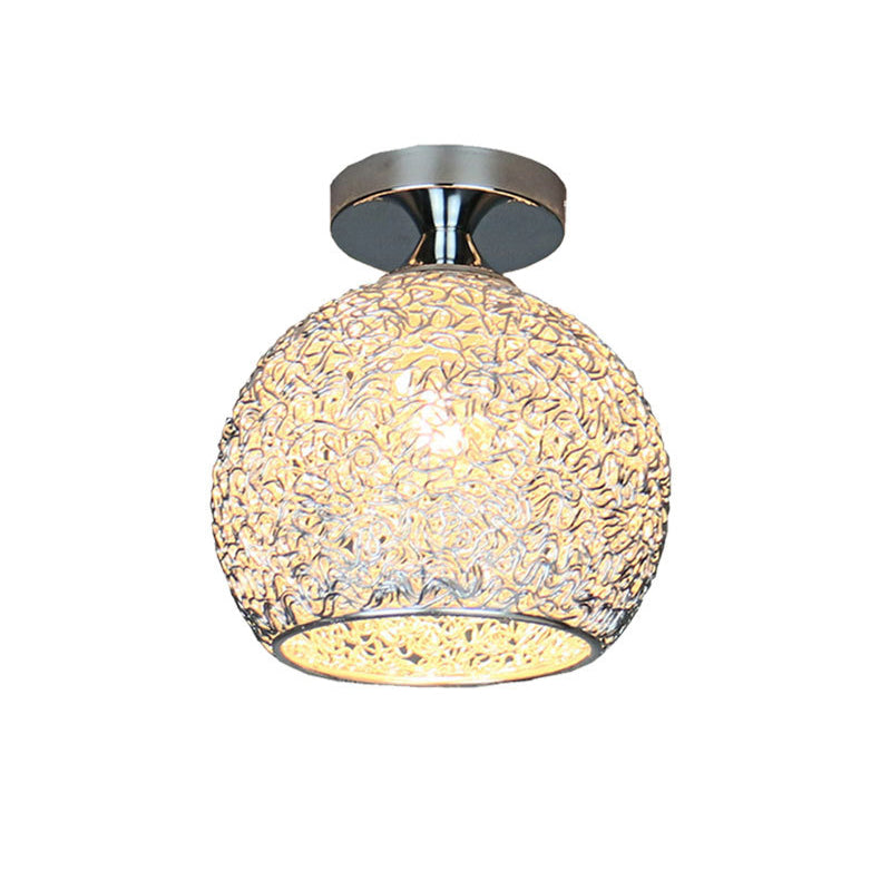 Contemporary Scandinavian Iron Aluminum Weaving Ball 1-light Semi-flush Mount Ceiling Light for Hallway