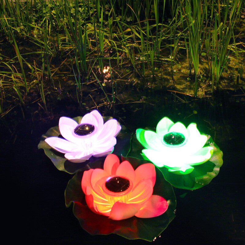 Creative Lotus Flower Waterproof Solar LED Outdoor Patio Pond Water Floating Light Lumendat