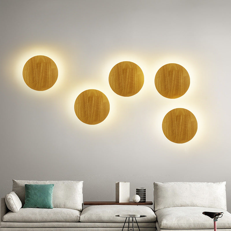 Modern Minimalist Round Irregular Oval Wood LED Wall Sconce Lamp For Living Room Lumendat