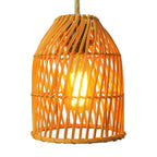 Vintage Rattan Weaving Dome Column 1-light Pendant Light BulbSquare