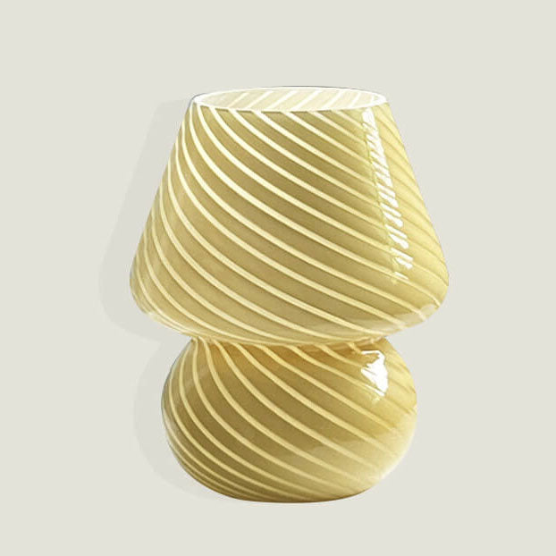 Modern Minimalist Striped Mushroom Glass 1-Light Table Lamp Lumendat