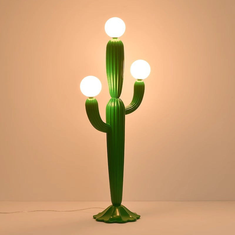 Contemporary Creative Cactus Resin Glass 3-Light Standing Floor Lamp For Living Room Lumendat