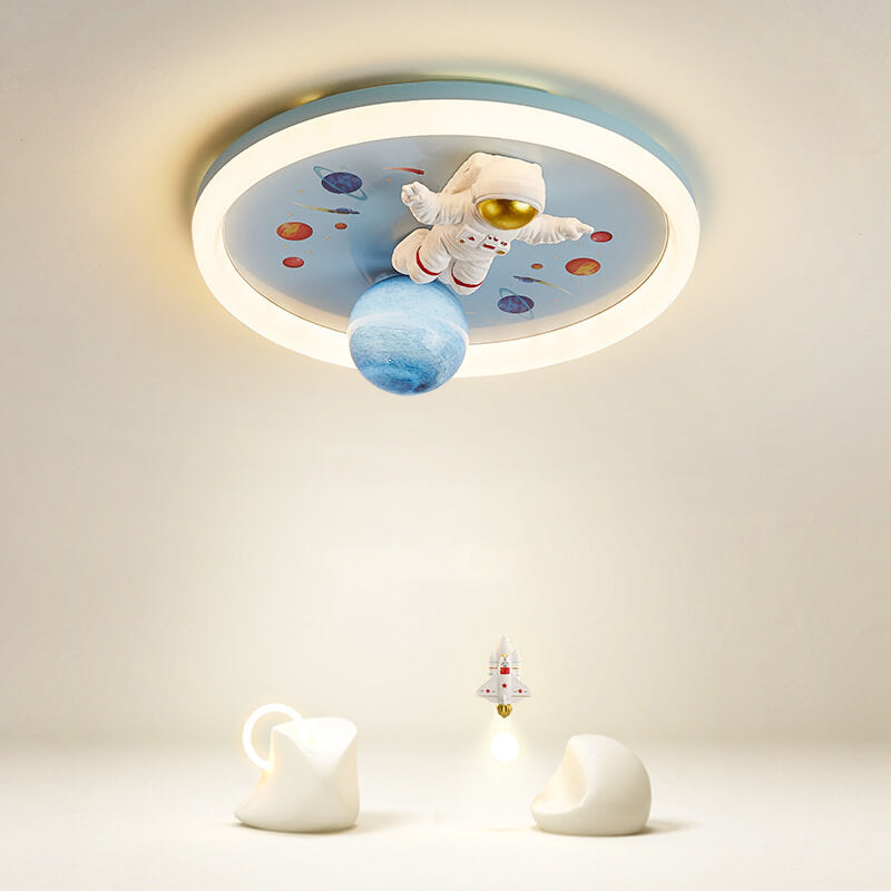 Lumendat Cartoon Creative Space Astronaut Resin LED Flush Mount Ceiling Light Lumendat