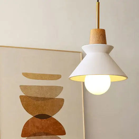Nordic Minimalist Macaron Wood Cement 1-light Pendant Light Lumendat