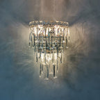 Contemporary Luxury Crystal Tassel Half Post 1-Light Wall Sconce Lamp For Living Room