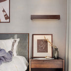 Traditional Chinese Striped Wood Cuboid LED Vanity Mirror Front Wall Sconce Lamp For Bathroom