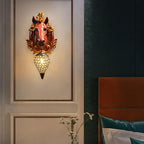 Modern Eclectic Resin Horse Head Decor Crystal Round Shade 1-Light Wall Sconce Lamp For Living Room Lumendat