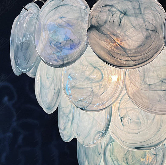 Traditional French Flower Shaped Iron Glass 5/9/12 Light Chandelier for Living Room BulbSquare