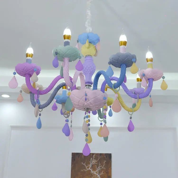 Modern Children's Princess Macaroon Candelabra Crystal Glass 5/6/8/10/12/15 Light Chandelier Lumendat