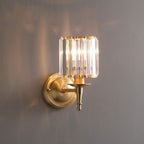 French Light Luxury Crystal Copper Cylinder 1-Light Wall Sconce Lamp Lumendat