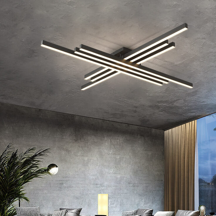 Industrial Aluminum Creative Geometric Line LED Flush Mount Light