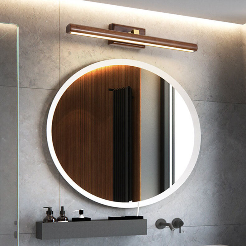 Nordic Minimalist Beechwood Copper Cylinder LED Bathroom Vanity Mirror Front Wall Sconce Lamp For Living Room & Bathroom Lumendat