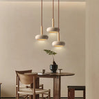 Contemporary Scandinavian Oval Solid Wood Yellow Travertine LED Pendant Light for Living Room BulbSquare