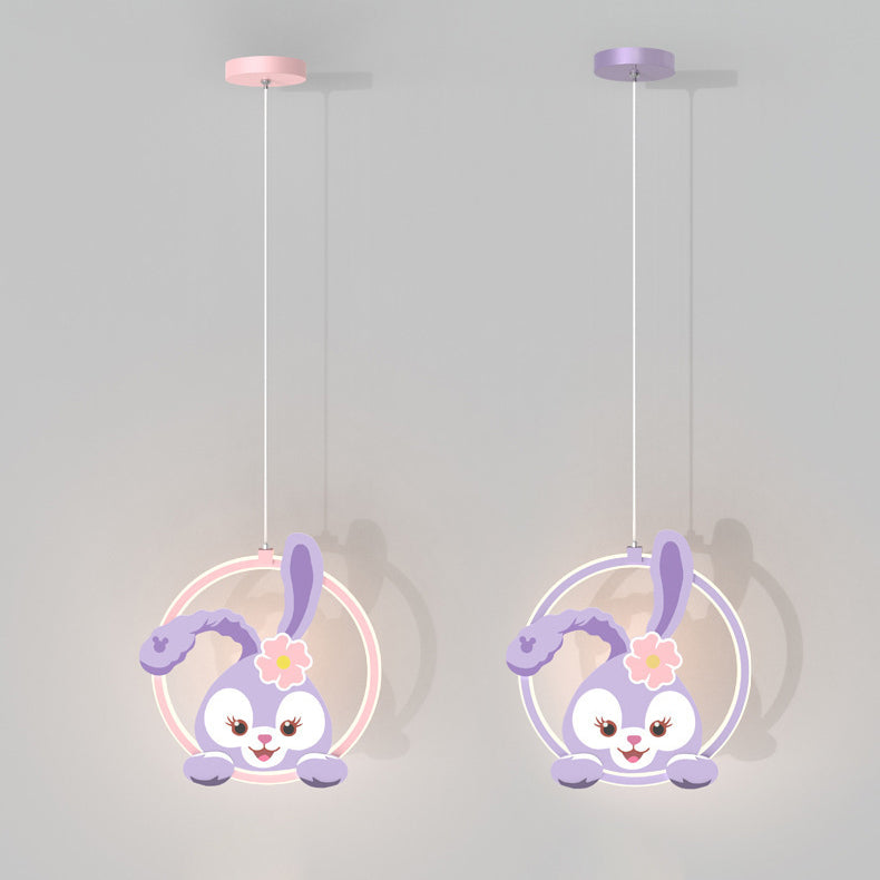 Lumendat Contemporary Creative Kids Iron Aluminum Acrylic Circle StellaLou Rabbit LED Pendant Light For Bedroom Lumendat