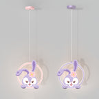 Lumendat Contemporary Creative Kids Iron Aluminum Acrylic Circle StellaLou Rabbit LED Pendant Light For Bedroom Lumendat