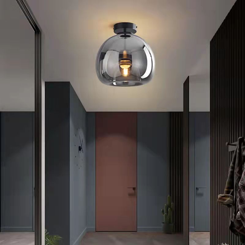 Nordic Light Luxury Round Glass Ball 1-Light Semi-Flush Mount Ceiling Light Lumendat