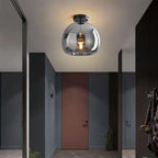 Nordic Light Luxury Round Glass Ball 1-Light Semi-Flush Mount Ceiling Light Lumendat