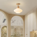 Nordic Log Striped Glass Oval 1-light Semi-flush Mount Ceiling Light BulbSquare