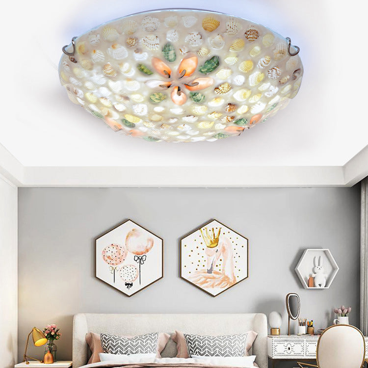 Contemporary Scandinavian Round Shell Iron Glass 2/3/4 Light Flush Mount Ceiling Light For Living Room Lumendat