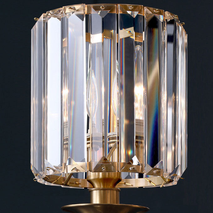 French Light Luxury Crystal Copper Cylinder 1-Light Wall Sconce Lamp Lumendat