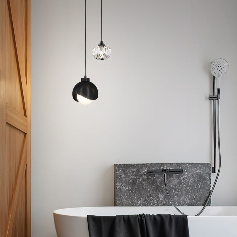 Light Luxury Simple Crystal Ball Metal 2-light Curve Pendant Light