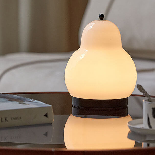 Traditional French Cream Pear Shape LED Rechargeable Touch Table Lamp For Bedroom Lumendat