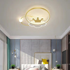 Lumendat Contemporary Nordic Kids Iron Acrylic Circle Round Crown Cloud LED Flush Mount Ceiling Light For Bedroom Lumendat