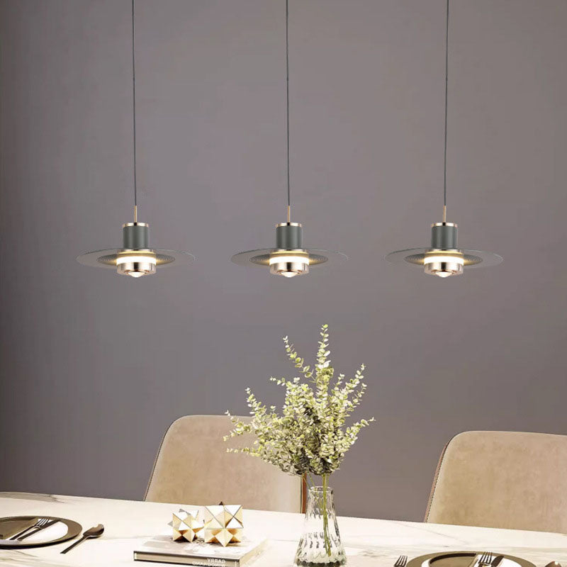 Modern Minimalist Cylinder Flying Saucer Metal LED Pendant Light for Living Room